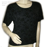 Womens Tops BLACK Silhouette FLORAL FLOWERS Silhouette Pattern Short Sleeve Casual TOP SHIRT size Medium Women Casuals Wear Cheap Affordable Clothes Clothing