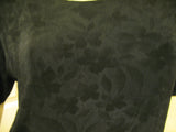 Womens Tops BLACK Silhouette FLORAL FLOWERS Pattern Short Sleeve Casual TOP SHIRT Medium