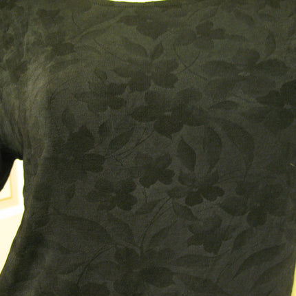 Womens Tops BLACK Silhouette FLORAL FLOWERS Pattern Short Sleeve Casual TOP SHIRT Medium
