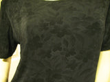 Womens Tops BLACK Silhouette FLORAL FLOWERS Pattern Short Sleeve Casual TOP SHIRT Medium