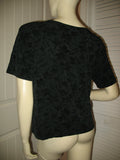 Womens Tops BLACK Silhouette FLORAL FLOWERS Pattern Short Sleeve Casual TOP SHIRT Medium