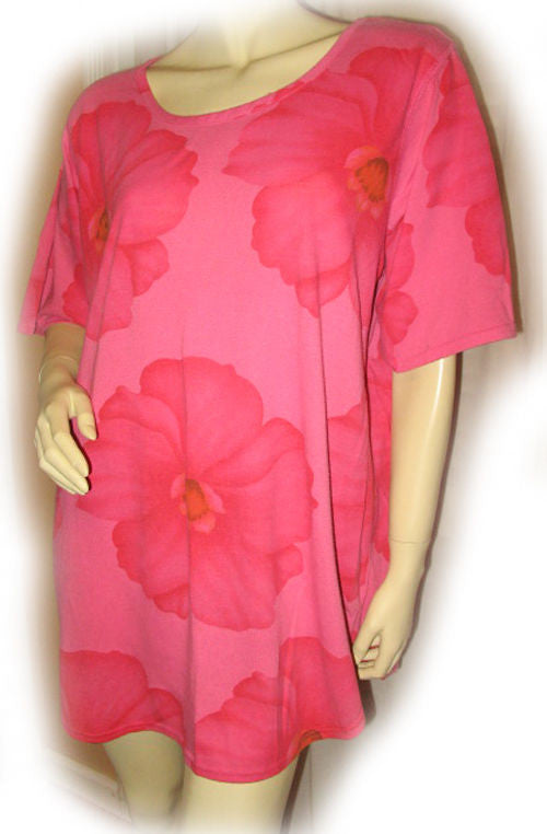 Womens Tops PINK RED ROSE ROSES Floral SHIRT DRESS Shirts | TropicalFeel