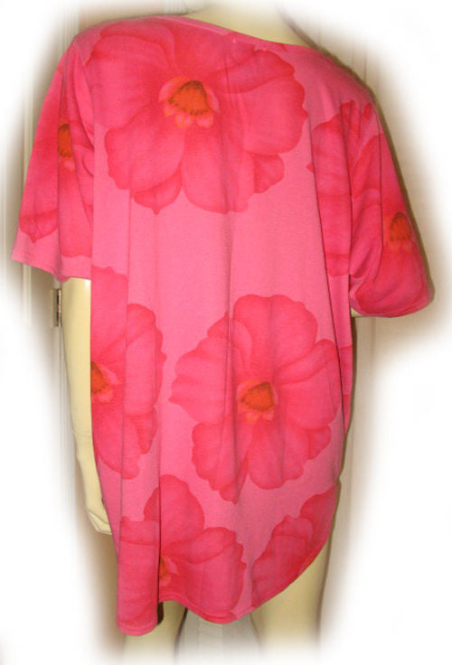 Womens Tops PINK RED ROSE ROSES Floral SHIRT DRESS Shirts | TropicalFeel