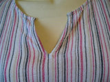SHAVER LAKE Womens Tops White PINK Black Green Vertical Stripe Striped Pattern 3/4 Sleeve TOP Beachwear Summer Beach Wear Casual Shirt Shirts