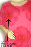 ONLY NECESSITIES Red Pink Flowers Floral Print T-Shirt Dress Tee Short Sleeve Sleepwear L