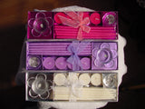 LOT 2-SETS WHITE or FUCHSIA PINK or PURPLE CANDLE HOLDERS CANDLES TAPERS TEALIGHTS