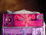 LOT 2-SETS WHITE or FUCHSIA PINK or PURPLE CANDLE HOLDERS CANDLES TAPERS TEALIGHTS