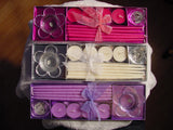 LOT 2-SETS WHITE or FUCHSIA PINK or PURPLE CANDLE HOLDERS CANDLES TAPERS TEALIGHTS