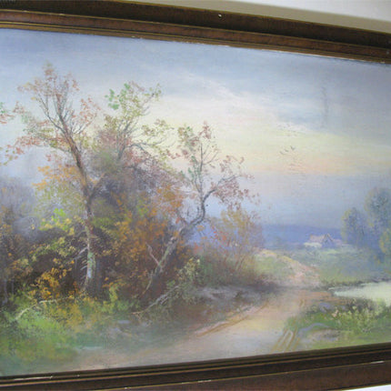ANTIQUE VINTAGE Old ORIGINAL SIGNED Master PASTEL ART PAINTING Artist CHANDLER