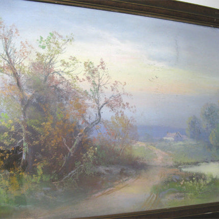 ANTIQUE VINTAGE Old ORIGINAL SIGNED Master PASTEL ART PAINTING Artist CHANDLER