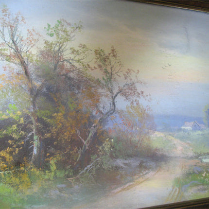 ANTIQUE VINTAGE Old ORIGINAL SIGNED Master PASTEL ART PAINTING Artist CHANDLER