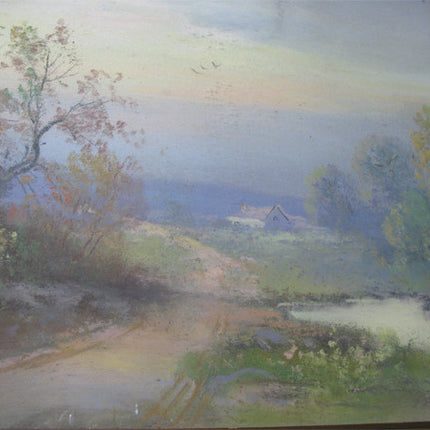 ANTIQUE VINTAGE Old ORIGINAL SIGNED Master PASTEL ART PAINTING Artist CHANDLER