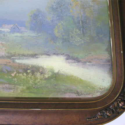 ANTIQUE VINTAGE Old ORIGINAL SIGNED Master PASTEL ART PAINTING Artist CHANDLER