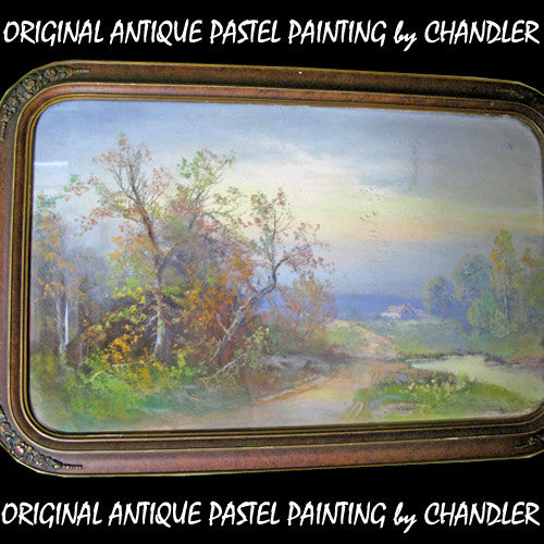 ANTIQUE VINTAGE Old ORIGINAL SIGNED Master PASTEL ART PAINTING Artist CHANDLER