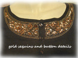 NEW Womens Brown Long Sleeve Gold Sequin Embellished Top Tunic T-Shirt Tee L-XL