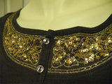 NEW Womens Brown Long Sleeve Gold Sequin Embellished Top Tunic T-Shirt Tee L-XL
