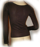 NEW Womens Brown Long Sleeve Gold Sequin Embellished Top Tunic T-Shirt Tee L-XL