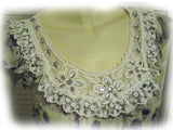 NEW Womens BLUE or GREEN GRAY STRIPE STRIPED Pattern Floral Cap Sleeve TOP Crochet Jewel Jewelled