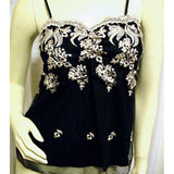 New Y2K Gold Floral Black Babydoll Top Tank Cami Made USA Whimsigoth Fairy Goth