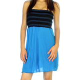 New Y2K Mini Tube Bandeau Dress/Top Sleeveless Strapless Made USA Blue Sundress