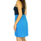New Y2K Mini Tube Bandeau Dress/Top Sleeveless Strapless Made USA Blue Sundress