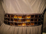 USA MADE NEW Womens BROWN 3/4 Bell Sleeve Gold Beads Empire Waist V-Neck TOP Fall Clothes Clothing