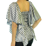USA MADE NEW Womens BLACK WHITE Checkered Plaid Squares BAT WING Sleeve TOP Clothing