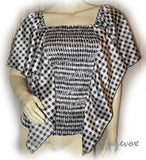 USA MADE NEW Womens BLACK WHITE Checkered Plaid Squares BAT WING Sleeve TOP Clothing