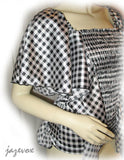 USA MADE NEW Womens BLACK WHITE Checkered Plaid Squares BAT WING Sleeve TOP Clothing