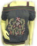 NEW Womens Purple GRAY GREY Floral Flowers EMBROIDERY Off-Shoulder TOP Summer Tops Clothes Clothing