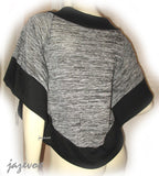 NEW Womens BLACK and GRAY Grey 3/4 Sleeve BAT WINGS TOP Blouse Clothing