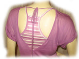 NEW Womens LILAC Lavender Purple V-Neck 2-Layers Stripe Striped Shirt TOP Summer Clothes