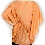 NEW Womens Tops BRONZE ORANGE Color Floral Embroidery BAT WING WINGS BATWING Sleeve TOP Fall Clothes