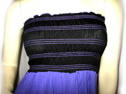 New Y2K Mini Tube Bandeau Dress/Top Sleeveless Strapless Made USA Blue Sundress