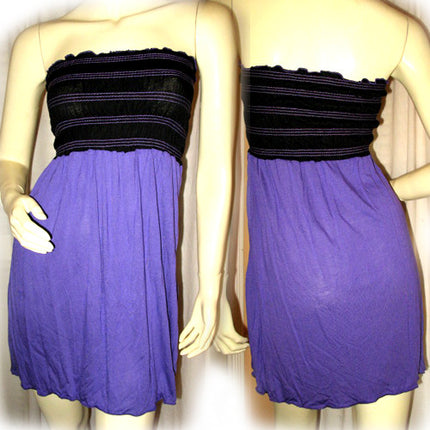 New Y2K Mini Tube Bandeau Dress/Top Sleeveless Strapless Made USA Blue Sundress