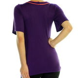 USA MADE NEW Womens PURPLE Coral Short Sleeve TOP Sequins Floral Flowers Clothes Clothing