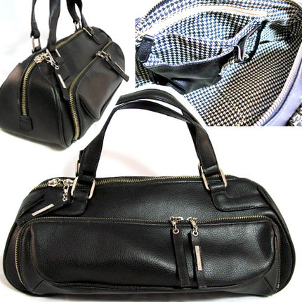 NEW Women RED or BLACK Tube Tubular HANDBAG PURSE Ladies BAG BAGS Gingham Lining