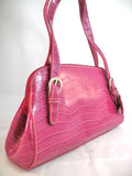 NEW Women CROCO CROCODILE Pattern PINK FUCHSIA Lining HANDBAG Purse Tube BAG BAGS