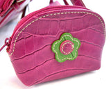 NEW Women CROCO CROCODILE Pattern PINK FUCHSIA Lining HANDBAG Purse Tube BAG BAGS