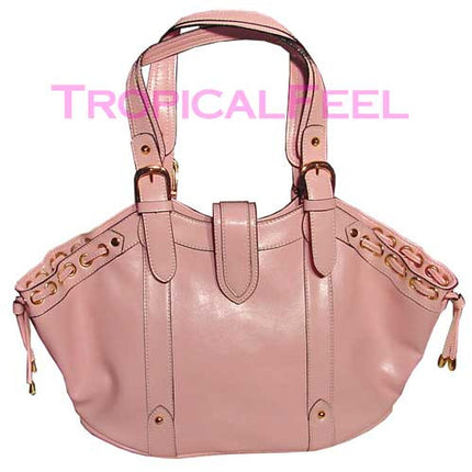 NEW Women PINK or BLACK Dual Handle Tote PURSE HANDBAG BAG BAGS Drawstring Eyelet