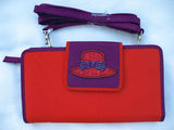 NEW AVON RED PURPLE ID Credit Cards Checkbook Organizer Shoulder WALLET BAG CASE