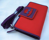 NEW AVON RED PURPLE ID Credit Cards Checkbook Organizer Shoulder WALLET BAG CASE