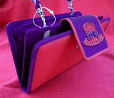 NEW AVON RED PURPLE ID Credit Cards Checkbook Organizer Shoulder WALLET BAG CASE