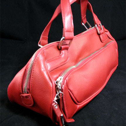 NEW Women RED or BLACK Tube Tubular HANDBAG PURSE Ladies BAG BAGS Gingham Lining