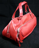 NEW Women RED or BLACK Tube Tubular HANDBAG PURSE Ladies BAG BAGS Gingham Lining