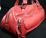 NEW Women RED or BLACK Tube Tubular HANDBAG PURSE Ladies BAG BAGS Gingham Lining