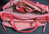 NEW Women RED or BLACK Tube Tubular HANDBAG PURSE Ladies BAG BAGS Gingham Lining
