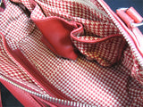 NEW Women RED or BLACK Tube Tubular HANDBAG PURSE Ladies BAG BAGS Gingham Lining