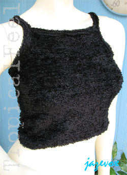 Womens Cropped Tops Summer Tops USA MADE BLACK YARN Fabric Sleeveless Spaghetti TOP Sun Beach Wear BeachWear Junior Clothes Clothing