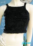 Womens Cropped Tops Summer Tops USA MADE BLACK YARN Fabric Sleeveless Spaghetti TOP Sun Beach Wear BeachWear Junior Clothes Clothing